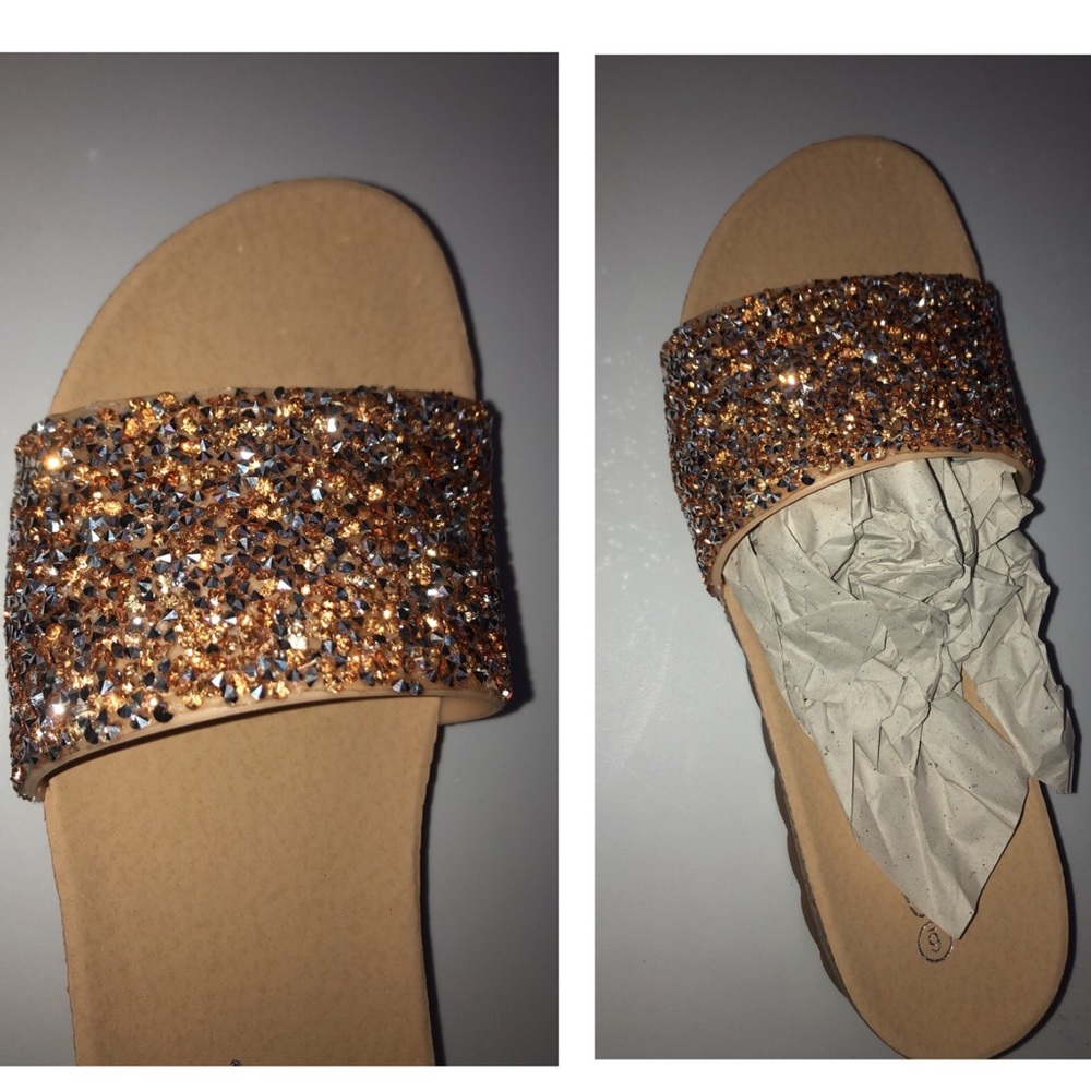New Rhinestone Beige Sturdy Comfortable Sandals.